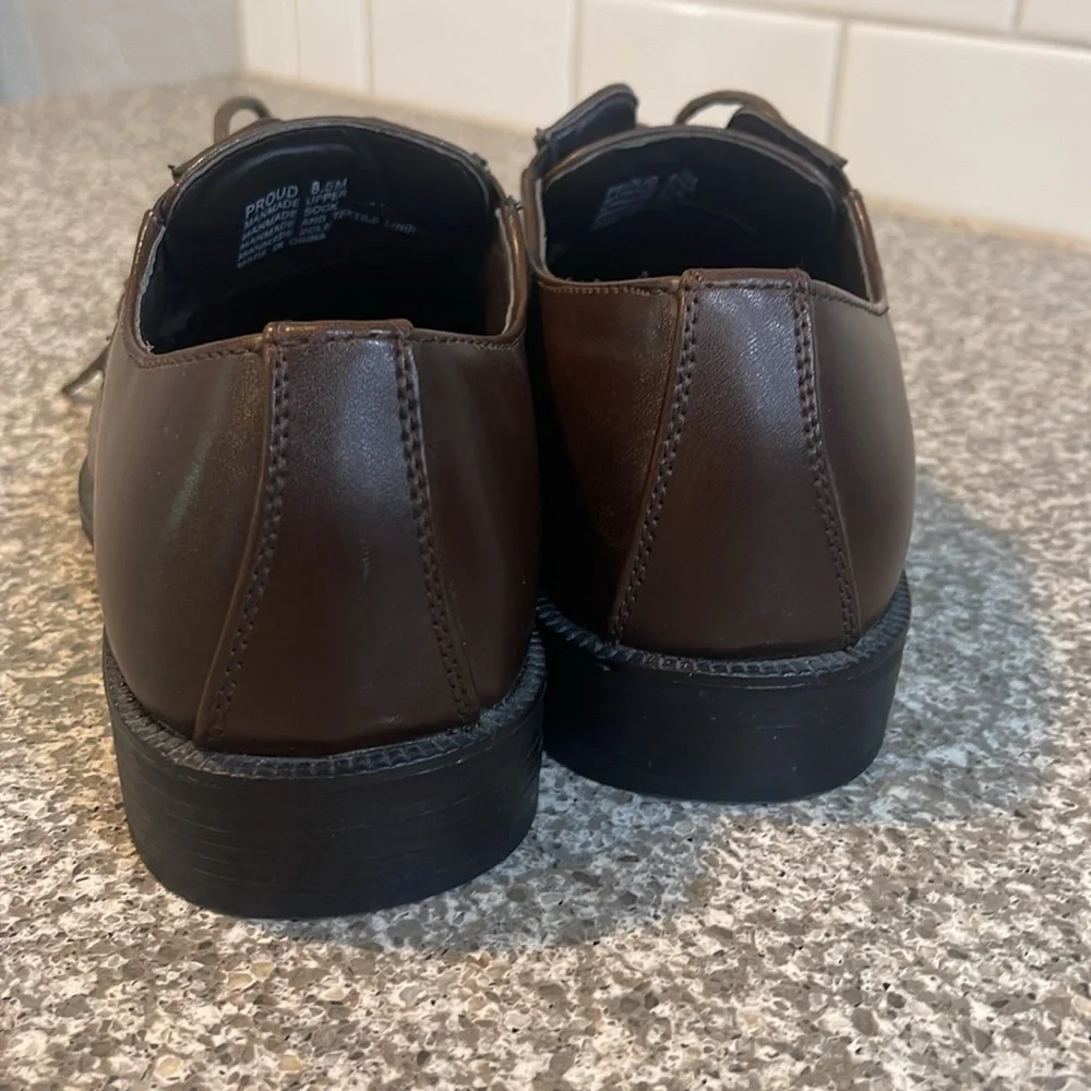 New ALFANI Mens Dress Shoes - Proud Bike Toe Leather Brown Oxfords Lace-up